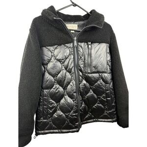 Koolaburra by UGG Womens Black Sherpa Quilted Puffer Jacket Medium
